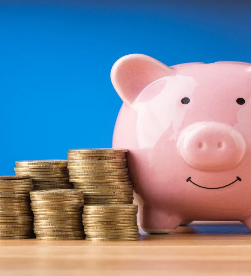 Piggy bank representing money saved with low interest loans